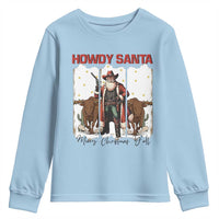 Howdy Santa Merry Christmas Y'all Youth Sweatshirt Funny Western Bull Riding - Wonder Print Shop