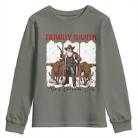 Howdy Santa Merry Christmas Y'all Youth Sweatshirt Funny Western Bull Riding - Wonder Print Shop