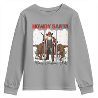 Howdy Santa Merry Christmas Y'all Youth Sweatshirt Funny Western Bull Riding - Wonder Print Shop