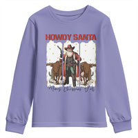 Howdy Santa Merry Christmas Y'all Youth Sweatshirt Funny Western Bull Riding - Wonder Print Shop