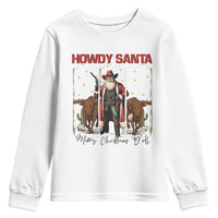 Howdy Santa Merry Christmas Y'all Youth Sweatshirt Funny Western Bull Riding - Wonder Print Shop