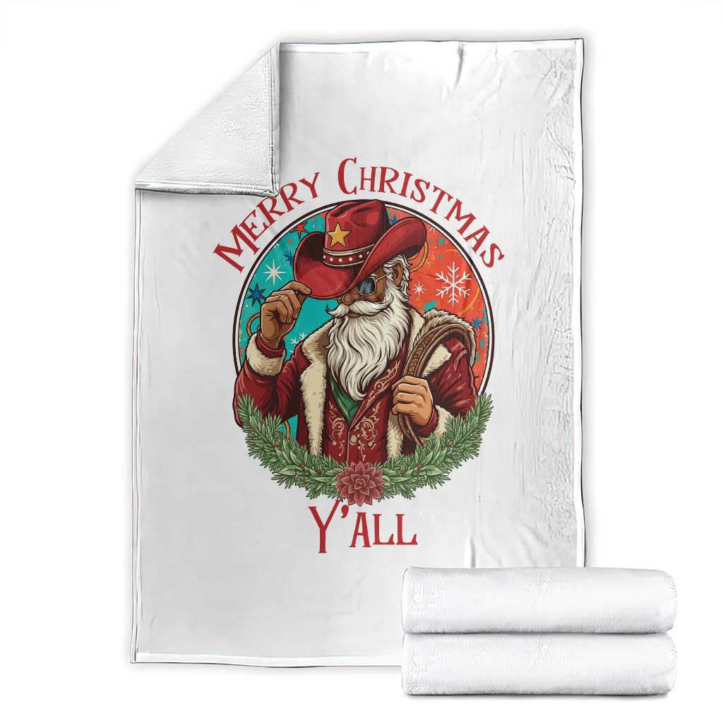 Howdy Santa Merry Christmas Y'all Throw Blanket Funny Western Holiday Gift - Wonder Print Shop