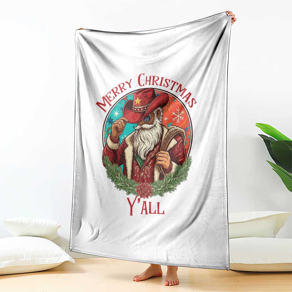 Howdy Santa Merry Christmas Y'all Throw Blanket Funny Western Holiday Gift - Wonder Print Shop