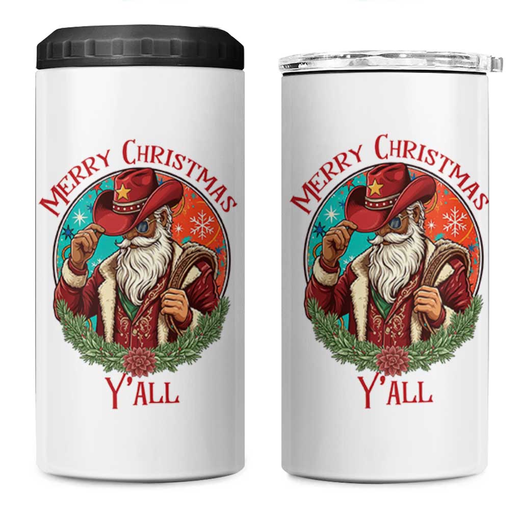 Howdy Santa Merry Christmas Y'all 4 in 1 Can Cooler Tumbler Funny Western Holiday Gift - Wonder Print Shop