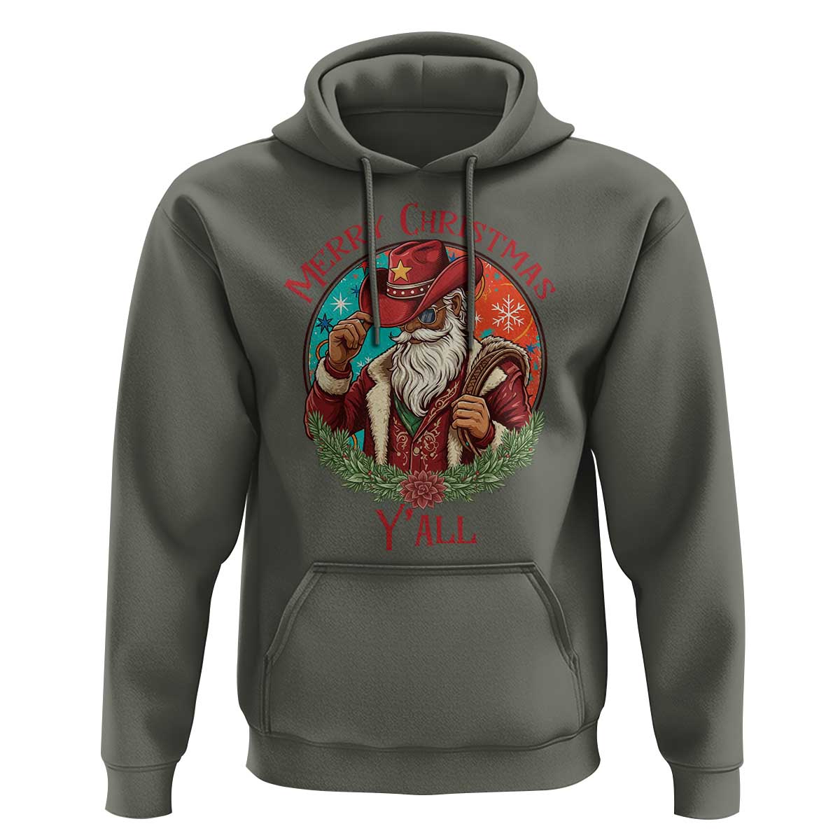 Howdy Santa Merry Christmas Y'all Hoodie Funny Western Holiday Gift - Wonder Print Shop