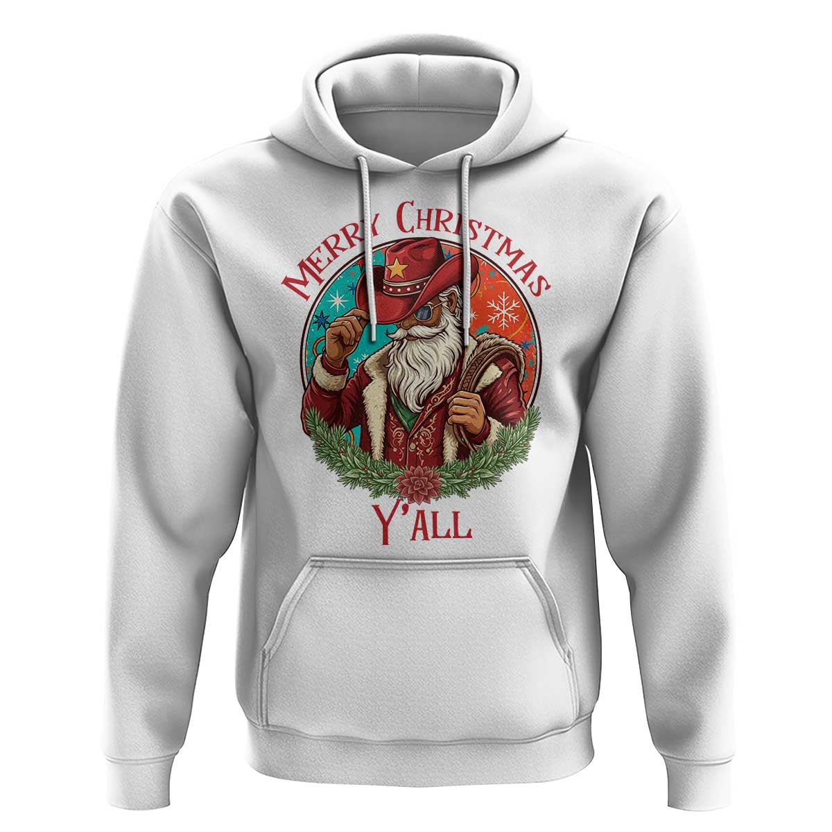 Howdy Santa Merry Christmas Y'all Hoodie Funny Western Holiday Gift - Wonder Print Shop