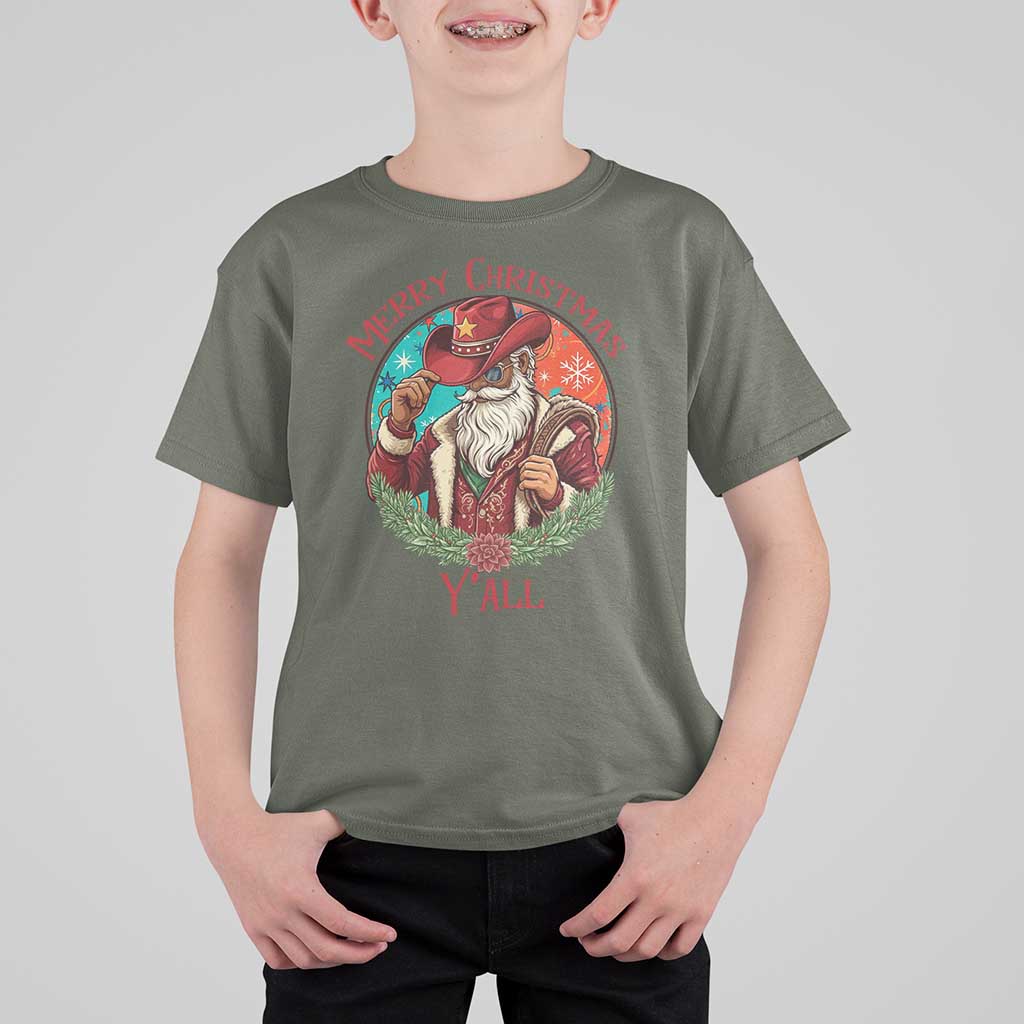 Howdy Santa Merry Christmas Y'all T Shirt For Kid Funny Western Holiday Gift - Wonder Print Shop