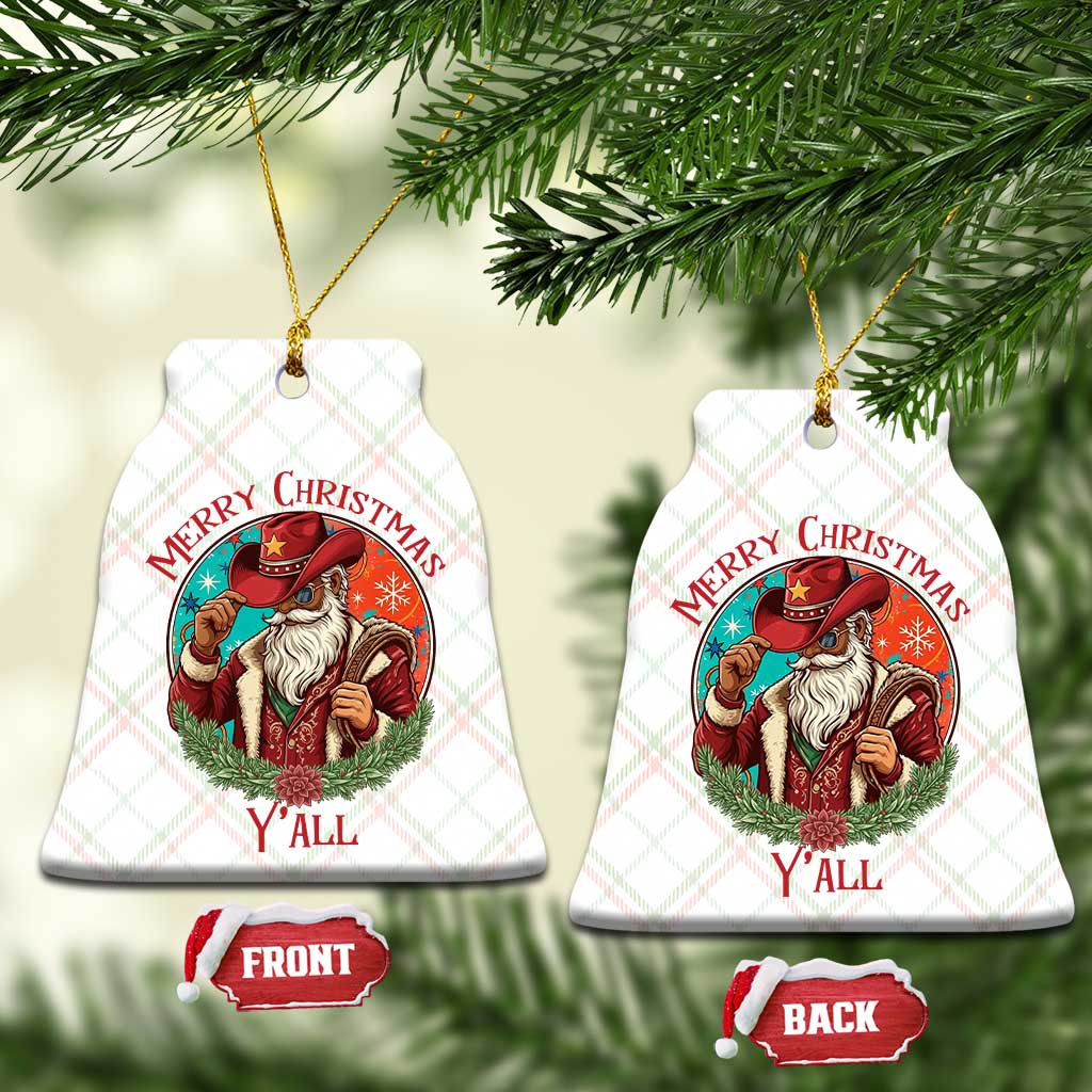 Howdy Santa Merry Christmas Y'all Ceramic Ornament Funny Western Holiday Gift - Wonder Print Shop