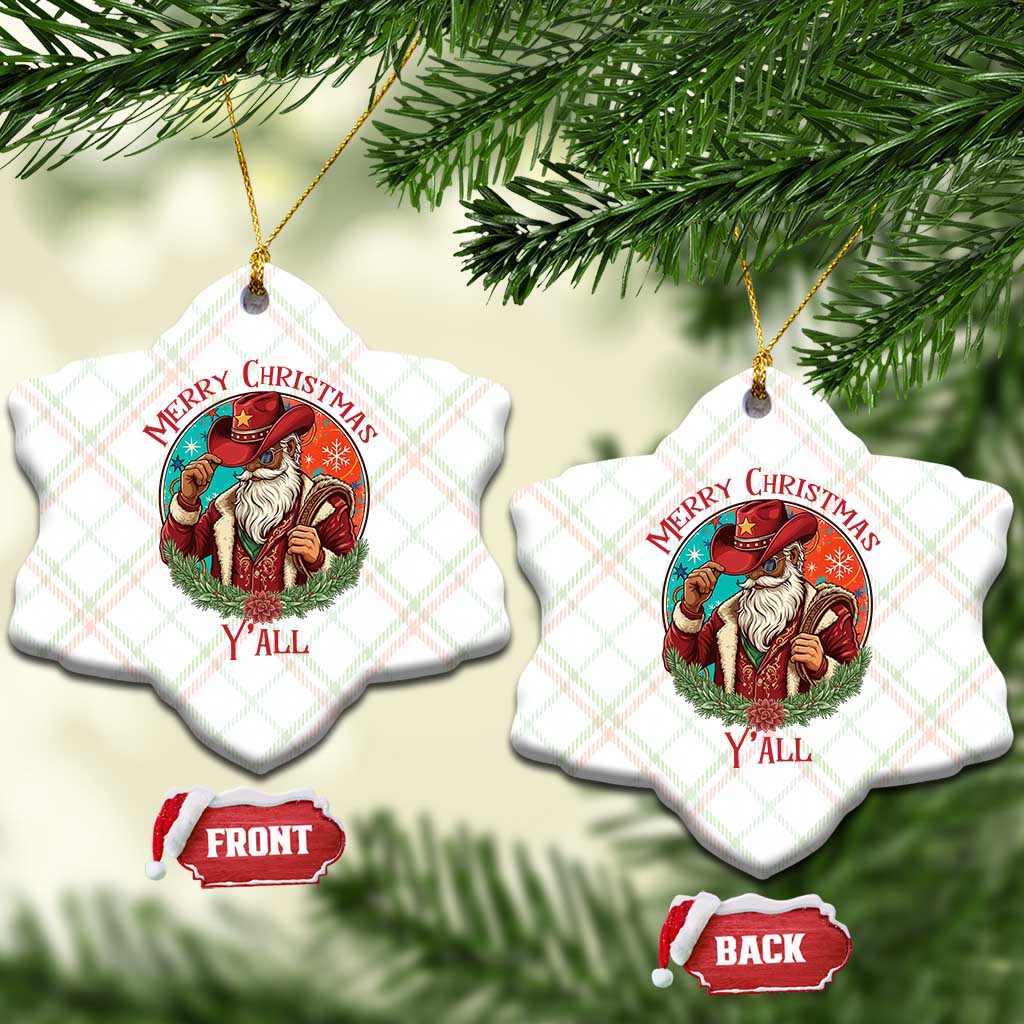Howdy Santa Merry Christmas Y'all Ceramic Ornament Funny Western Holiday Gift - Wonder Print Shop