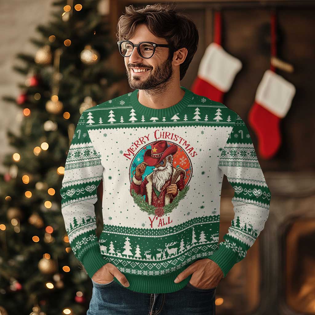 Howdy Santa Merry Xmas Y'all Ugly Christmas Sweater Funny Western Holiday Gift - Wonder Print Shop