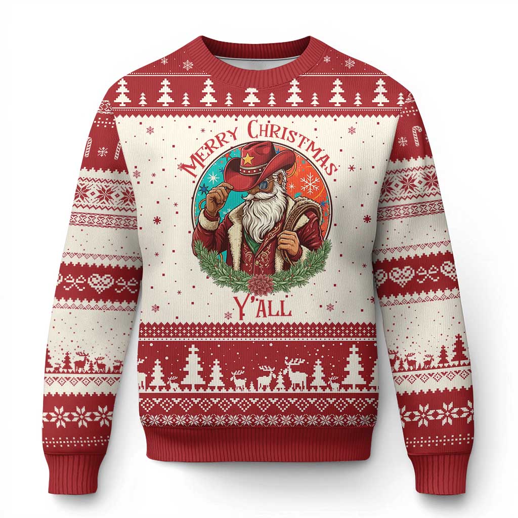 Howdy Santa Merry Xmas Y'all Ugly Christmas Sweater Funny Western Holiday Gift - Wonder Print Shop