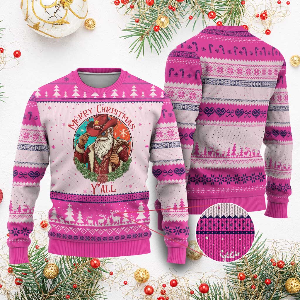 Howdy Santa Merry Xmas Y'all Ugly Christmas Sweater Funny Western Holiday Gift - Wonder Print Shop