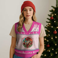 Howdy Santa Merry Xmas Y'all V-Neck Knit Sweater Vest Funny Western Holiday Gift - Wonder Print Shop