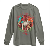 Howdy Santa Merry Christmas Y'all Long Sleeve Shirt Funny Western Holiday Gift - Wonder Print Shop