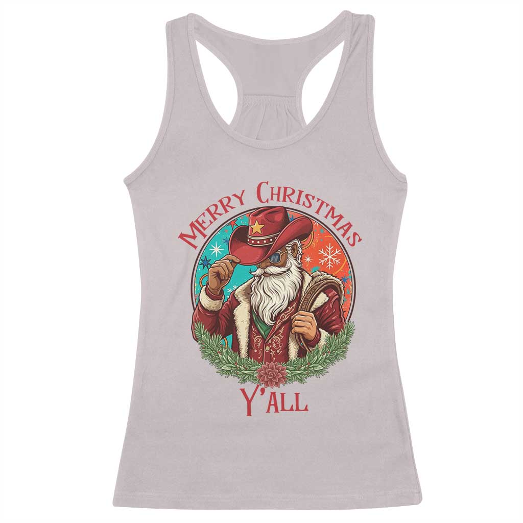 Howdy Santa Merry Christmas Y'all Racerback Tank Top Funny Western Holiday Gift - Wonder Print Shop