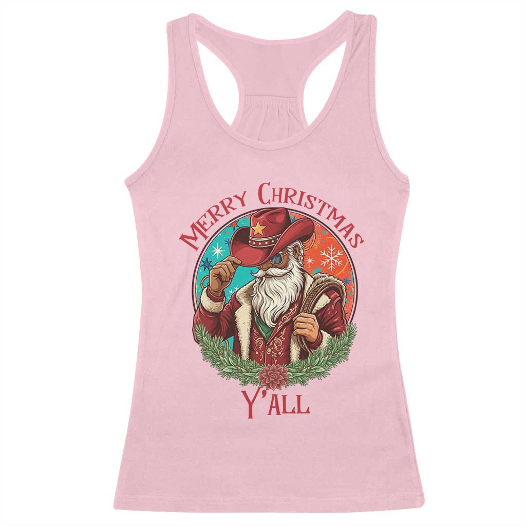 Howdy Santa Merry Christmas Y'all Racerback Tank Top Funny Western Holiday Gift - Wonder Print Shop