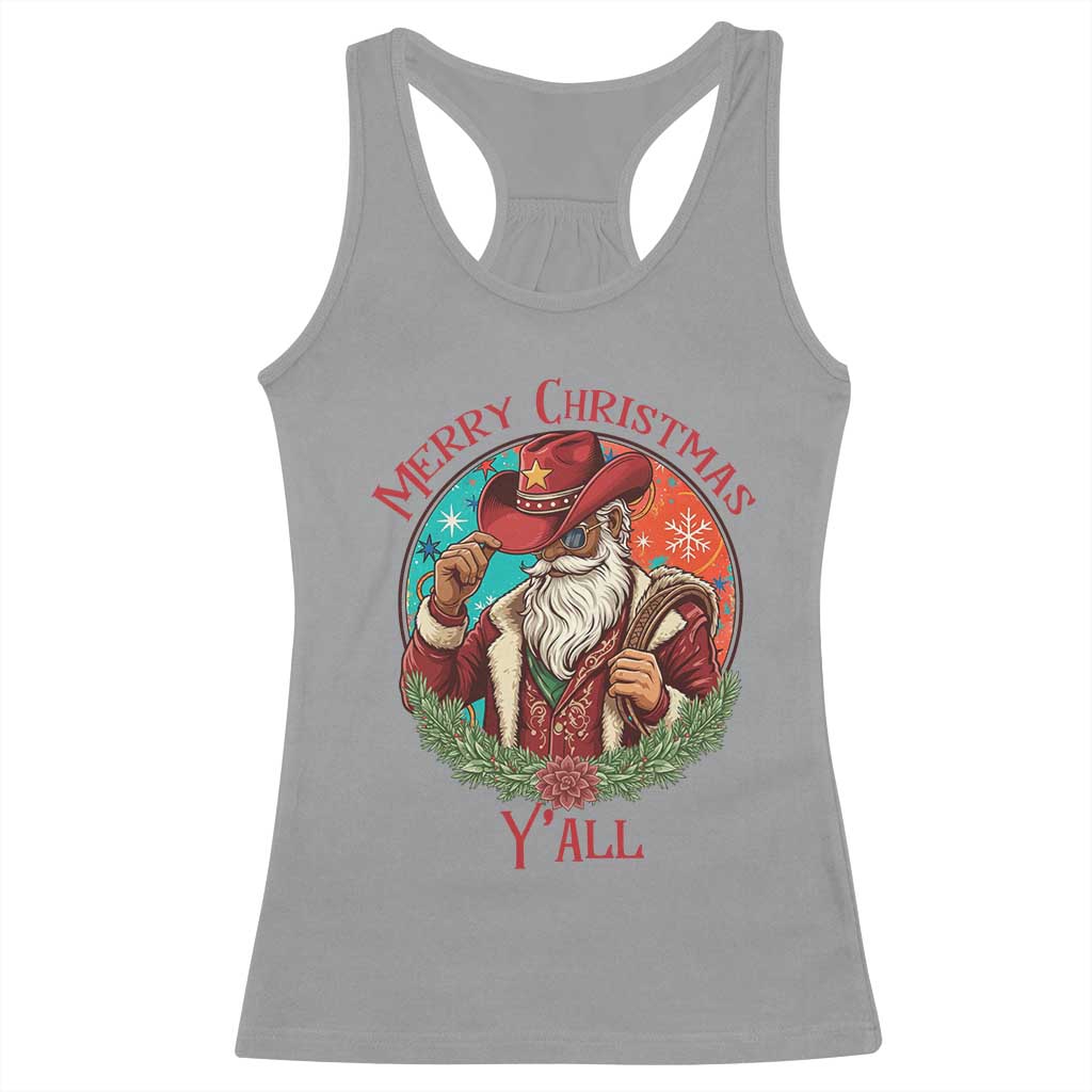 Howdy Santa Merry Christmas Y'all Racerback Tank Top Funny Western Holiday Gift - Wonder Print Shop
