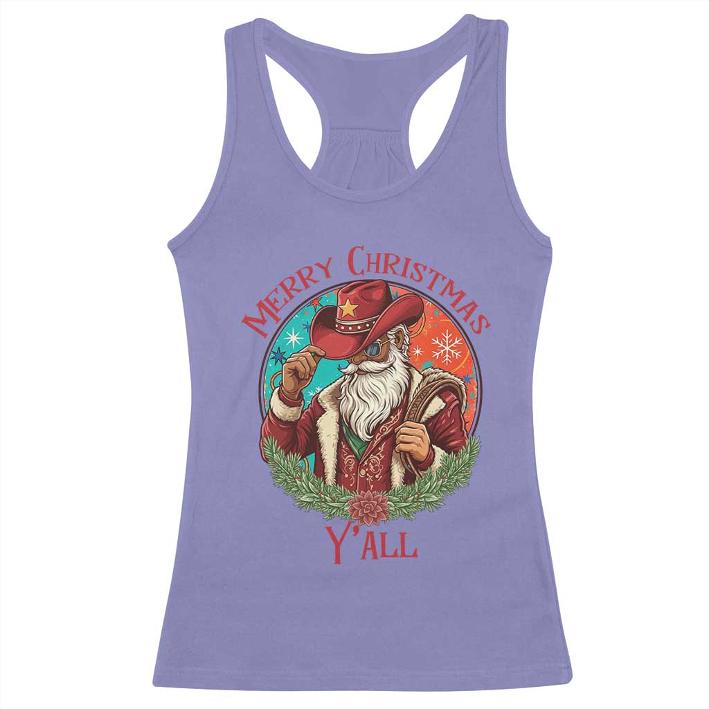 Howdy Santa Merry Christmas Y'all Racerback Tank Top Funny Western Holiday Gift - Wonder Print Shop