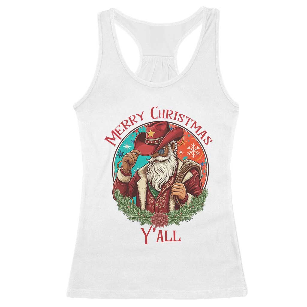 Howdy Santa Merry Christmas Y'all Racerback Tank Top Funny Western Holiday Gift - Wonder Print Shop