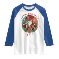 Howdy Santa Merry Christmas Y'all Raglan Shirt Funny Western Holiday Gift - Wonder Print Shop