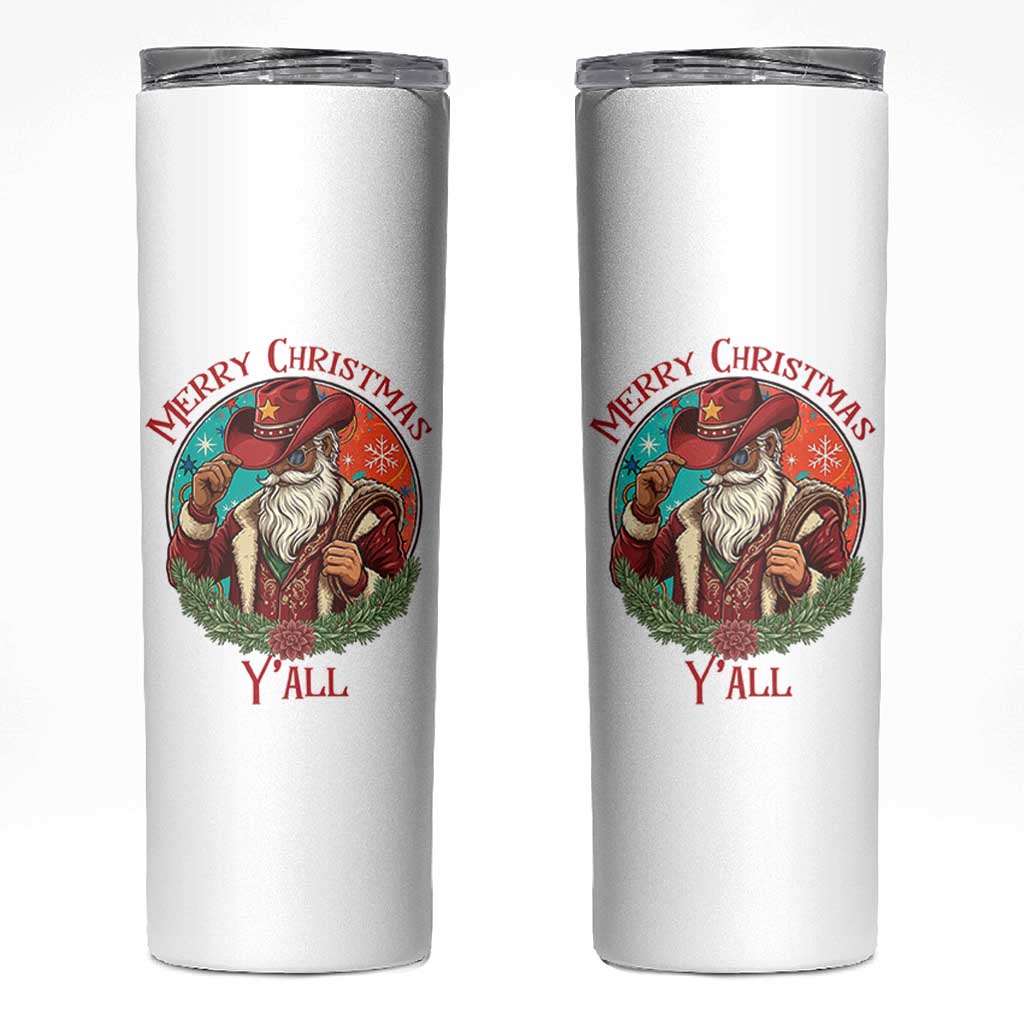 Howdy Santa Merry Christmas Y'all Skinny Tumbler Funny Western Holiday Gift - Wonder Print Shop