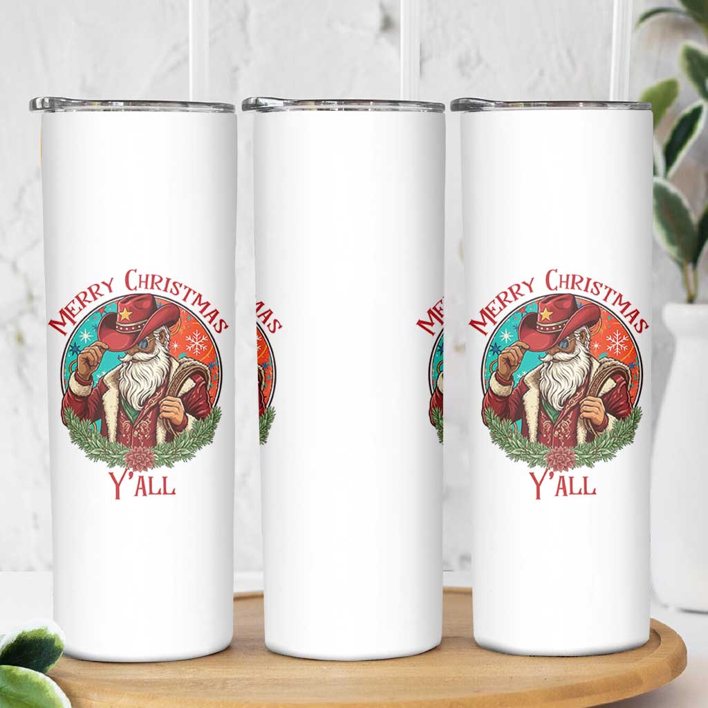 Howdy Santa Merry Christmas Y'all Skinny Tumbler Funny Western Holiday Gift - Wonder Print Shop