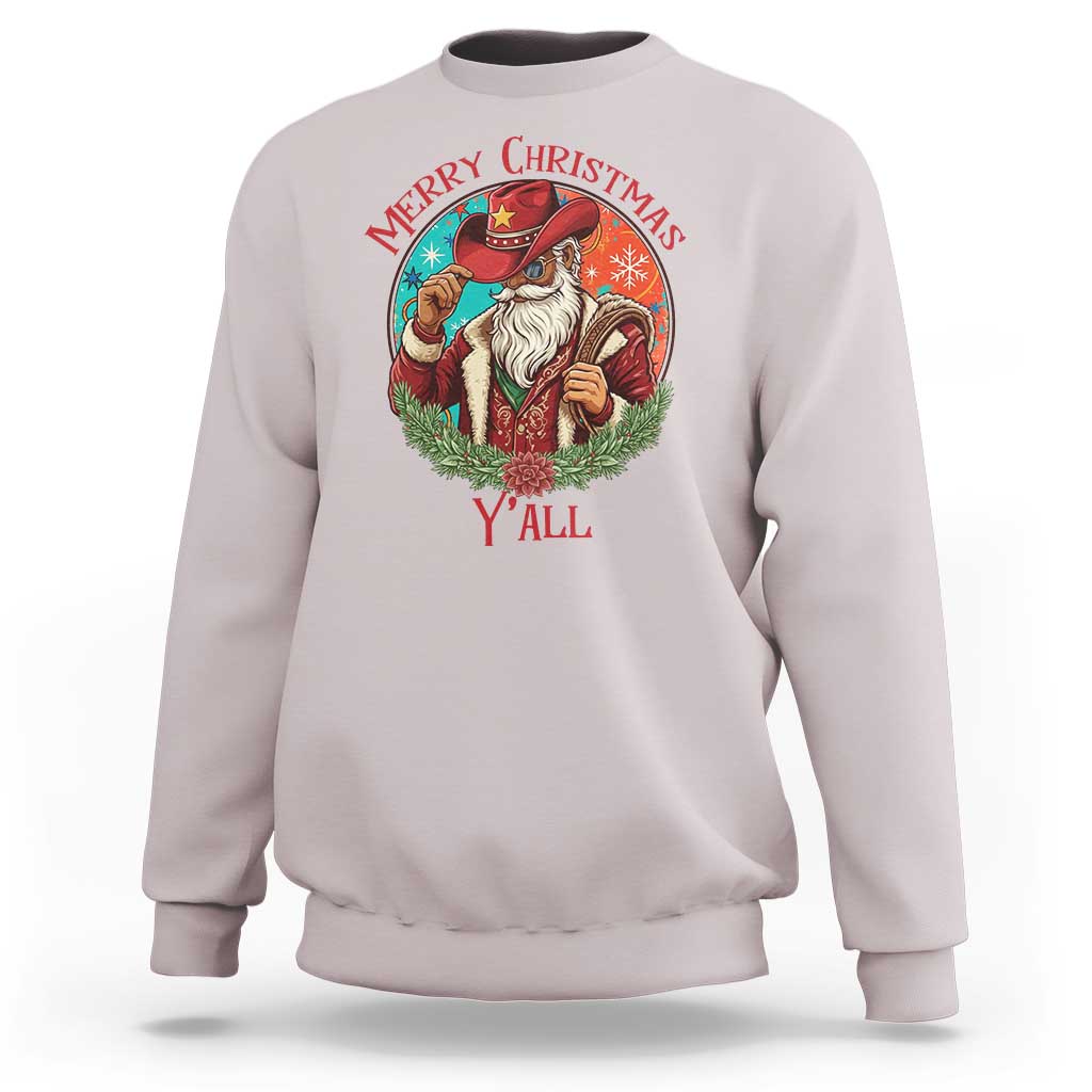Howdy Santa Merry Christmas Y'all Sweatshirt Funny Western Holiday Gift - Wonder Print Shop