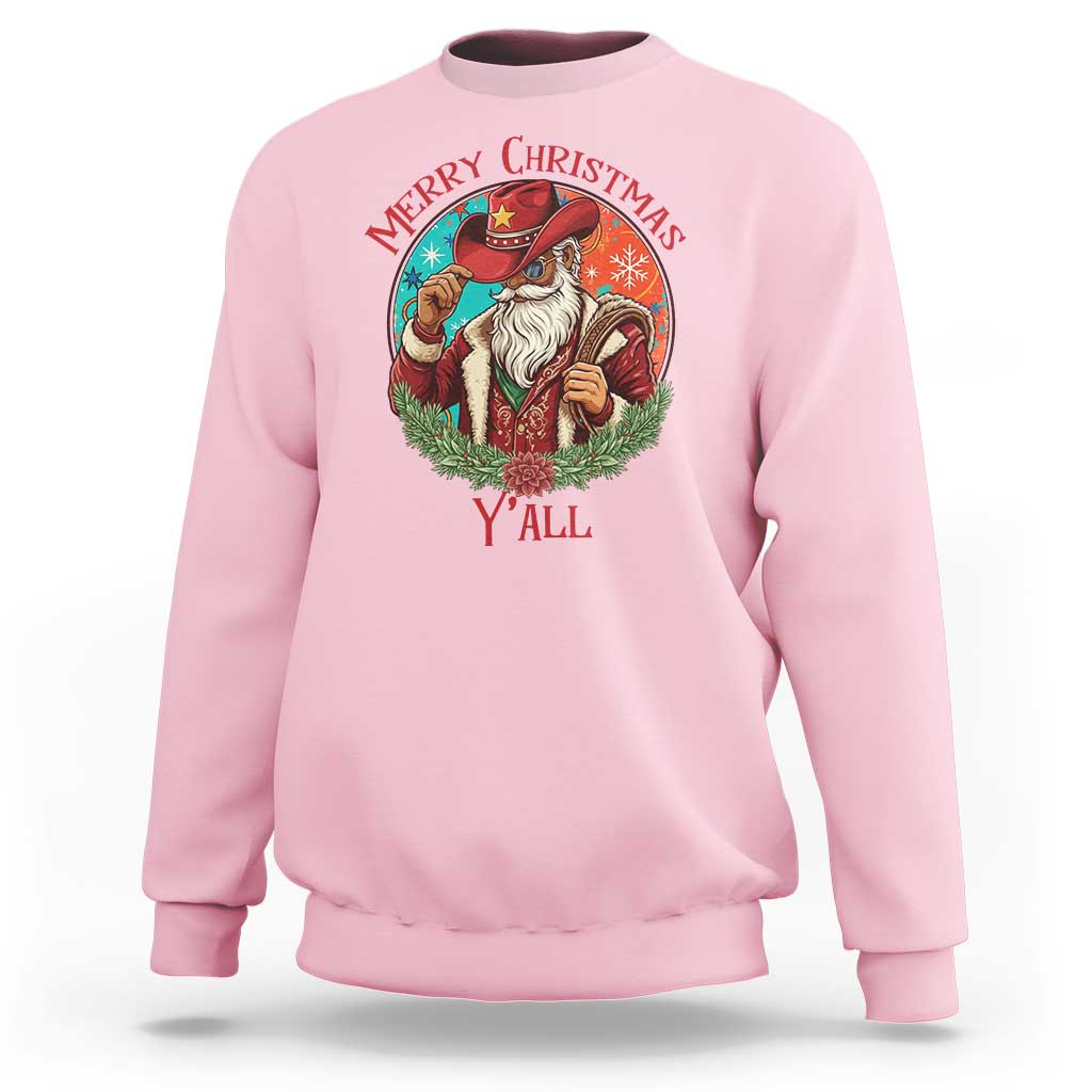 Howdy Santa Merry Christmas Y'all Sweatshirt Funny Western Holiday Gift - Wonder Print Shop