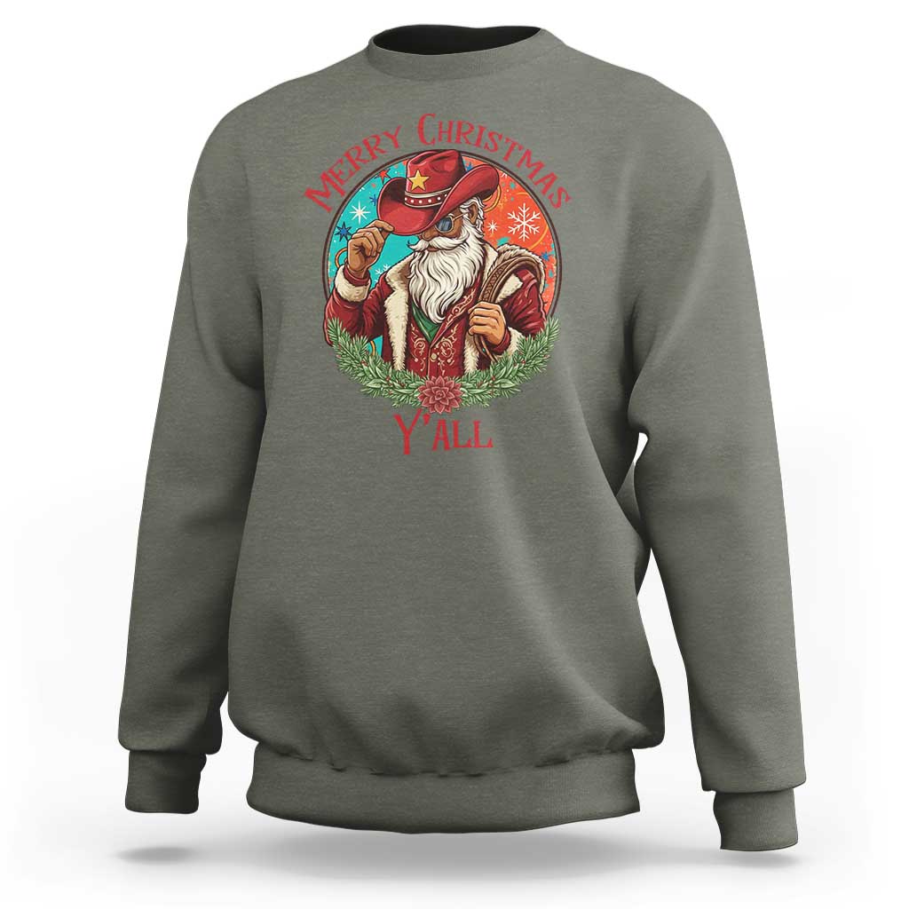 Howdy Santa Merry Christmas Y'all Sweatshirt Funny Western Holiday Gift - Wonder Print Shop