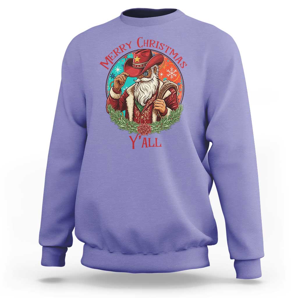 Howdy Santa Merry Christmas Y'all Sweatshirt Funny Western Holiday Gift - Wonder Print Shop