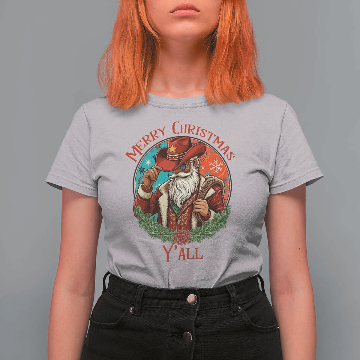 Howdy Santa Merry Christmas Y'all T Shirt For Women Funny Western Holiday Gift - Wonder Print Shop