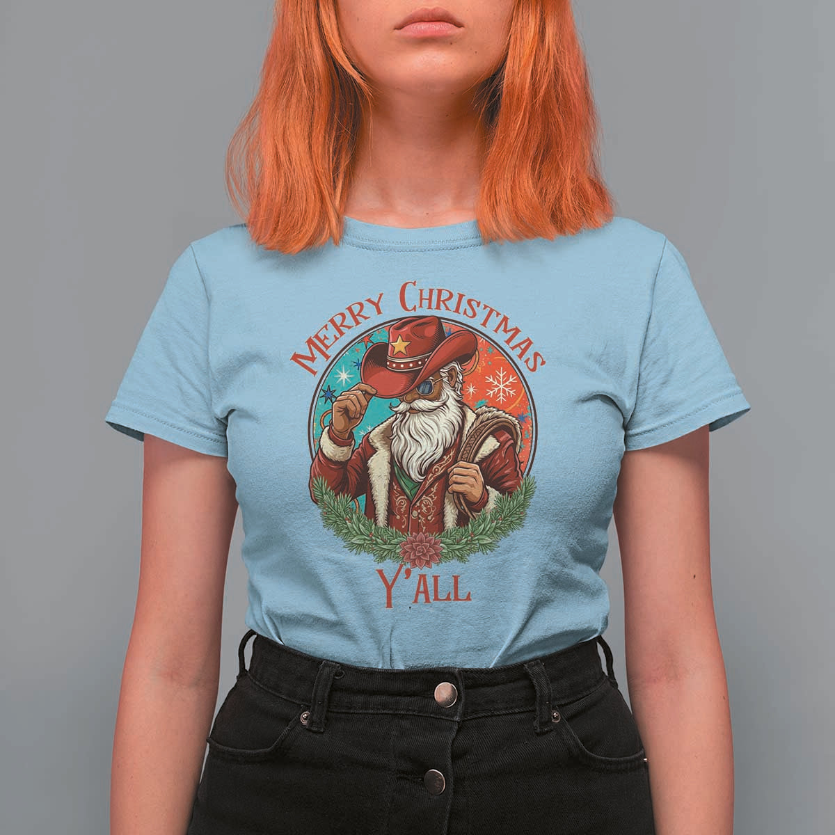 Howdy Santa Merry Christmas Y'all T Shirt For Women Funny Western Holiday Gift - Wonder Print Shop