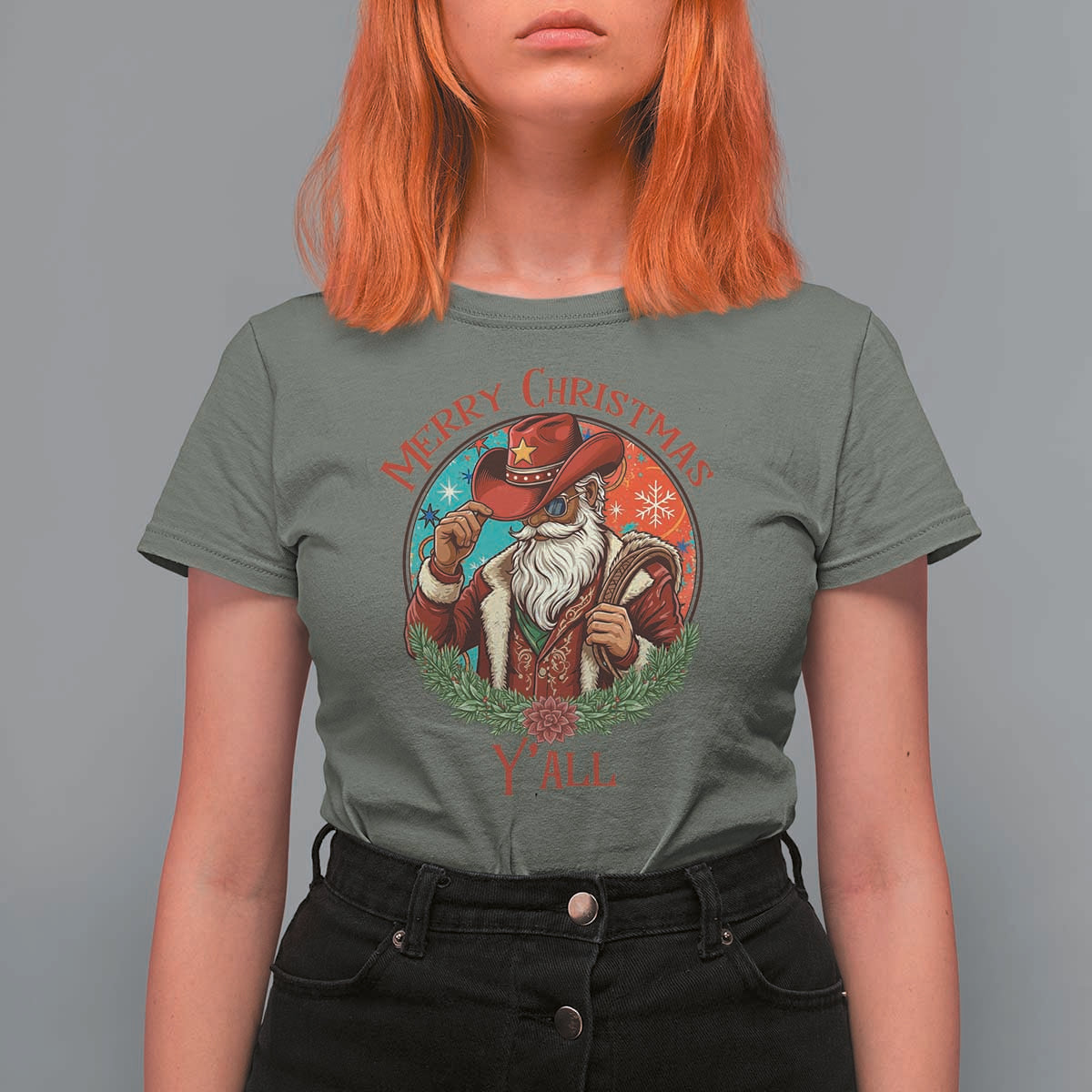 Howdy Santa Merry Christmas Y'all T Shirt For Women Funny Western Holiday Gift - Wonder Print Shop