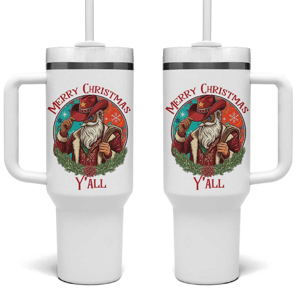 Howdy Santa Merry Christmas Y'all Tumbler With Handle Funny Western Holiday Gift - Wonder Print Shop