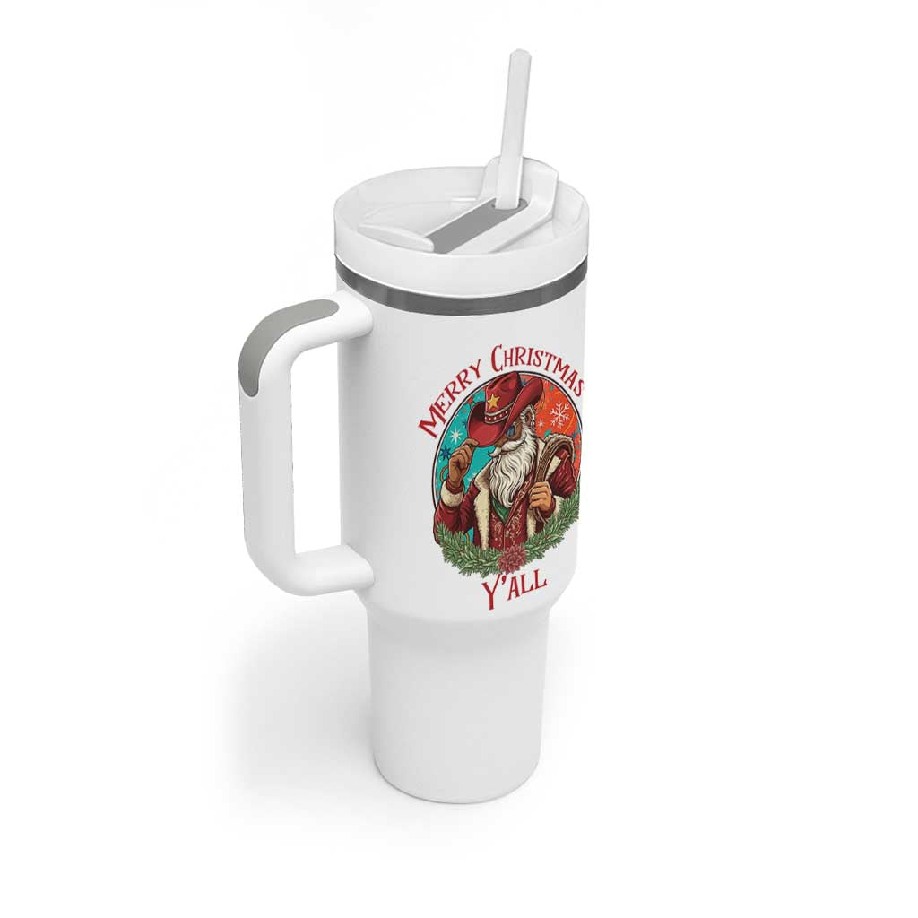 Howdy Santa Merry Christmas Y'all Tumbler With Handle Funny Western Holiday Gift - Wonder Print Shop