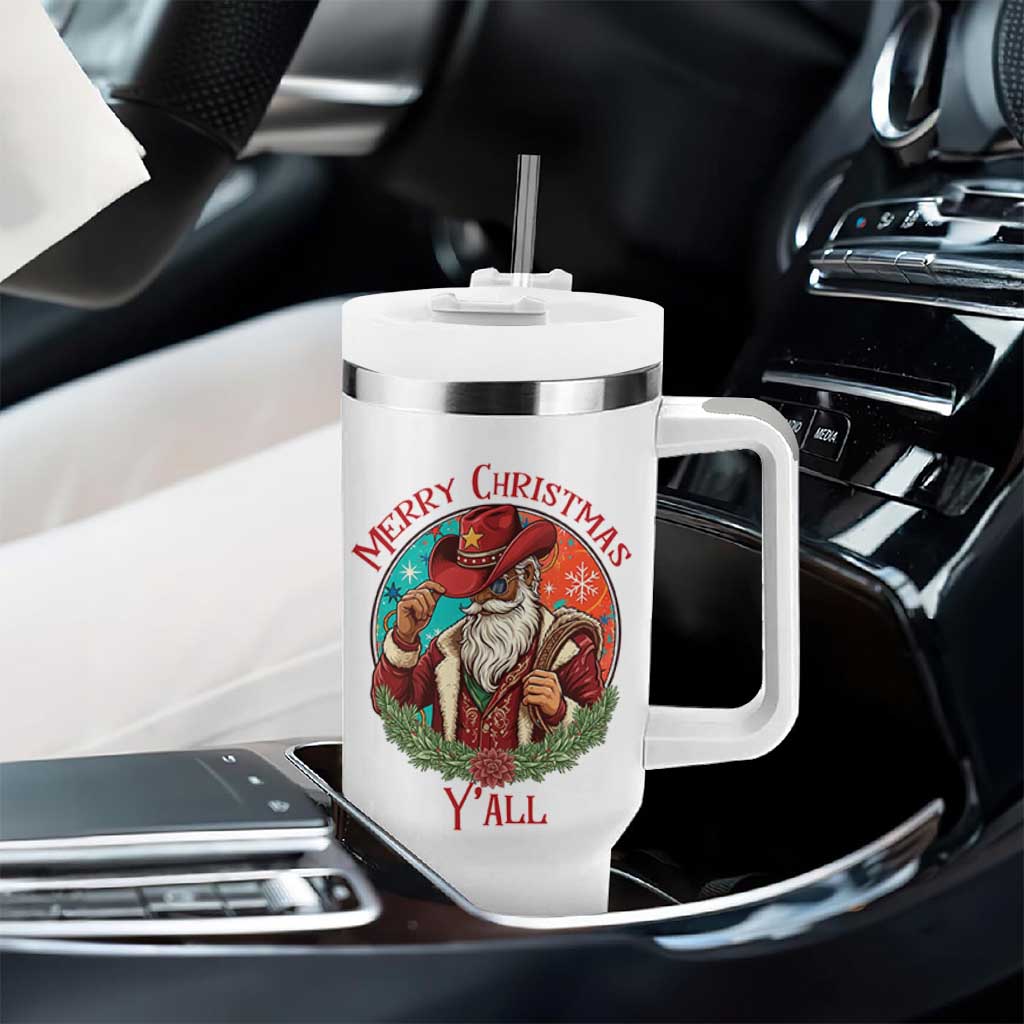 Howdy Santa Merry Christmas Y'all Tumbler With Handle Funny Western Holiday Gift - Wonder Print Shop