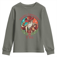 Howdy Santa Merry Christmas Y'all Youth Sweatshirt Funny Western Holiday Gift - Wonder Print Shop