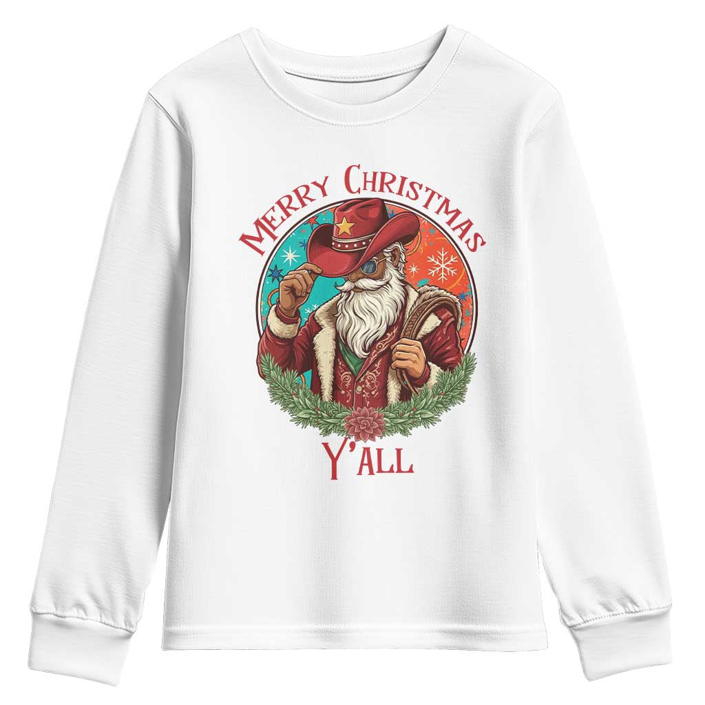 Howdy Santa Merry Christmas Y'all Youth Sweatshirt Funny Western Holiday Gift - Wonder Print Shop