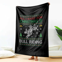 All I Want For Christmas Is Bull Riding Throw Blanket Skeleton Cowboy Ugly Sweater Gift - Wonder Print Shop