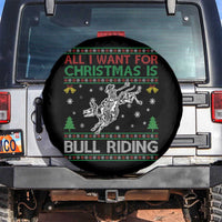 All I Want For Christmas Is Bull Riding Spare Tire Cover Skeleton Cowboy Ugly Sweater Gift - Wonder Print Shop