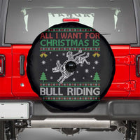All I Want For Christmas Is Bull Riding Spare Tire Cover Skeleton Cowboy Ugly Sweater Gift - Wonder Print Shop