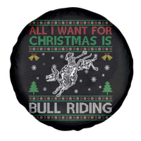 All I Want For Christmas Is Bull Riding Spare Tire Cover Skeleton Cowboy Ugly Sweater Gift - Wonder Print Shop