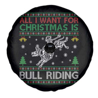 All I Want For Christmas Is Bull Riding Spare Tire Cover Skeleton Cowboy Ugly Sweater Gift - Wonder Print Shop
