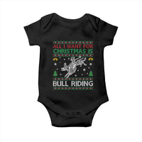 All I Want For Christmas Is Bull Riding Baby Onesie Skeleton Cowboy Ugly Sweater Gift - Wonder Print Shop