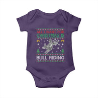 All I Want For Christmas Is Bull Riding Baby Onesie Skeleton Cowboy Ugly Sweater Gift - Wonder Print Shop