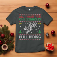 All I Want For Christmas Is Bull Riding T Shirt Skeleton Cowboy Ugly Sweater Gift - Wonder Print Shop