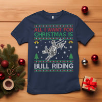 All I Want For Christmas Is Bull Riding T Shirt Skeleton Cowboy Ugly Sweater Gift - Wonder Print Shop