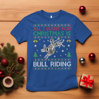 All I Want For Christmas Is Bull Riding T Shirt Skeleton Cowboy Ugly Sweater Gift - Wonder Print Shop