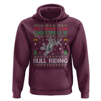All I Want For Christmas Is Bull Riding Hoodie Skeleton Cowboy Ugly Sweater Gift - Wonder Print Shop