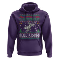 All I Want For Christmas Is Bull Riding Hoodie Skeleton Cowboy Ugly Sweater Gift - Wonder Print Shop